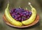 Fresh Bowl of Grapes and Bananas