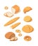 Fresh bread. Loaf pretzel fresh white and black baking bread from bakery pastries vector isometric food