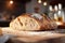 fresh bread on a table Loaf of bread on wooden table Bakery bread food concept