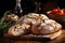 fresh bread on a table Loaf of bread on wooden table Bakery bread food concept