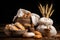 fresh bread on a table Loaf of bread on wooden table Bakery bread food concept