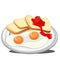 fresh breakfast with egg and bread strawberry in the morning