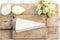 Fresh Brie Cheese on cutting board with grapes and fruits, top
