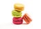 Fresh bright colored Macarons insolated on white