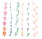 Fresh and bright watercolor design elements: hearts, arrows, traces. Set of hand drawn abstract colorful objects