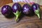 Fresh brinjal vegetable on chopping board