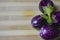 Fresh brinjal vegetable on chopping board