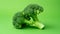 Fresh Broccoli Florets on Green Background AI Generated