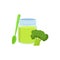 Fresh Broccoli Juice Supplemental Baby Food Products Allowed For First Complementary Feeding Of Small Child Cartoon