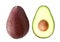 Fresh brown ripe avocado and slice.