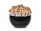 Fresh brown shimeji mushroom, beech mushrooms or edible mushroom in the black bowl isolated on white