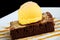 Fresh Brownie with Mango Sorbet