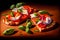 fresh bruscetta. red tomatoes cheese greens and bread. Generative AI, Generative, AI