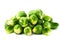 Fresh Bruxelles sprouts on white background closeup.