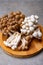 Fresh buna brown and bunapi white shimeji edible mushrooms from Asia, rich in umami tasting compounds such as guanylic and