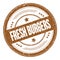 FRESH BURGERS text on brown round grungy stamp