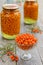 Fresh and canned sea buckthorn berries