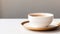 Fresh cappuccino in elegant ceramic cup on wooden table generated by AI