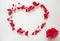 Fresh carnation petals shaped heart pattern