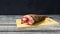 Fresh carp. piece of fish headless on a wooden cutting board