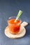 Fresh Carrot Juice in a Glass on a Dark Grey Background Healthy Drink Detox Diet Juice Glass of Tasty Carrot Juice on Wooden Board