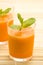 Fresh carrot juice and mint