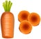 Fresh carrot slices on white background