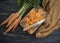 Fresh carrots on old background health ingredient closeup gourmet eating vegan food