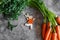 Fresh carrots in rustic style photo. Spring vegan food