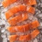 Fresh catch Salmon fillets on ice, artfully arranged in the kitchen