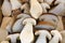 Fresh ceps porcini mushrooms halves close up