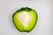 Fresh chayote also known as mirliton and choko; isolated - cut open into half