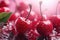 Fresh cherries background cover ai created