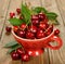 Fresh cherries in a bowl