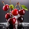 Fresh cherries, commercial food photography with dynamic liquid splash burst