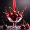 Fresh cherries, commercial food photography with dynamic liquid splash burst