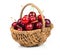 Fresh cherries in a wicker basket