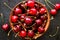 Fresh cherry in a plate close up