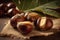 Fresh chestnuts bowl fall. Generate Ai