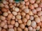 Fresh Chicken Rooster Eggs on Hay at Local Farmer Market