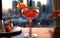 Fresh Chilled Craft Cocktail on Colourful Blurry Background