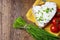 Fresh chives and a bread with cottage cheese