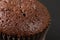 Fresh chocolate muffin. Brown cupcake.