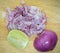 Fresh Chopped Red Onions and Cross Section Lime