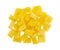 Fresh chunks of pineapple on a white background