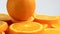 Fresh citrus fruits. Rotate video footage of the concept of a healthy food and diet. Spinning sliced oranges