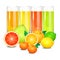 Fresh citrus juice and fruits. Citrus fruits