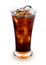 Fresh coke in the glass isolated on a white