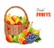 Fresh color fruit in basket. Concept of diet.