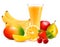 Fresh color fruit and juice. Vector